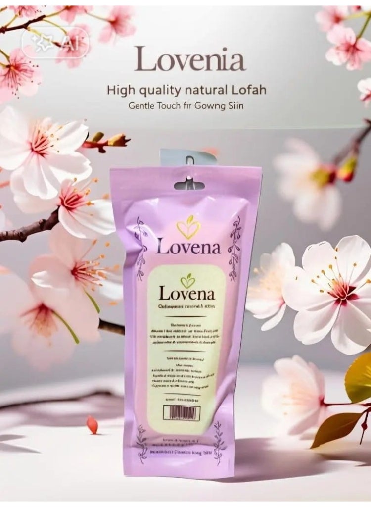 Lovena Long loofah with a back support strap, made from natural loofah and premium soft massage fabric - Image 2